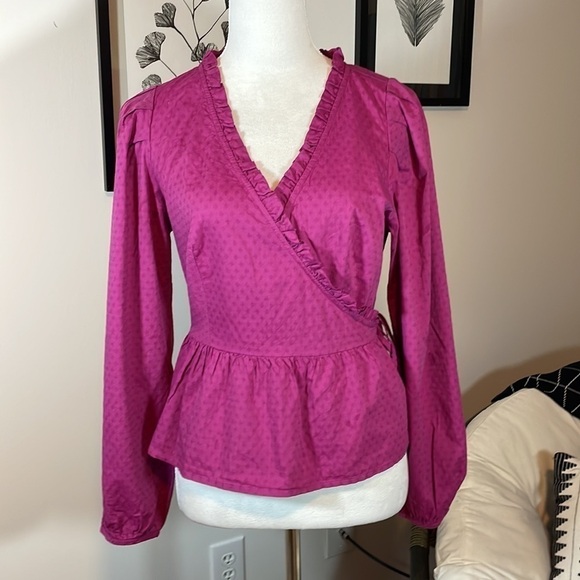 NWT Universal Thread magenta wrap blouse - Picture 1 of 7
